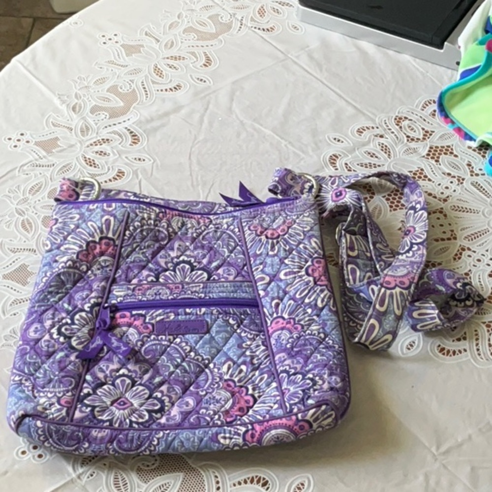Vera Bradley Cotton Hipster Crossbody Bag Purple Paisley Pattern